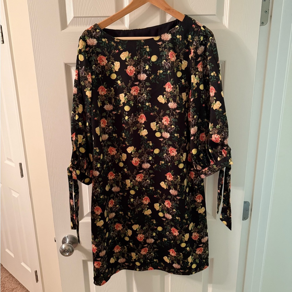 Banana Republic Black and Green Floral Dress